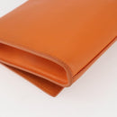 SAINT LAURENT Y line Clutch Bag Leather Orange Gold Auth 157267V-11
