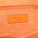 SAINT LAURENT Y line Clutch Bag Leather Orange Gold Auth 157267V-12