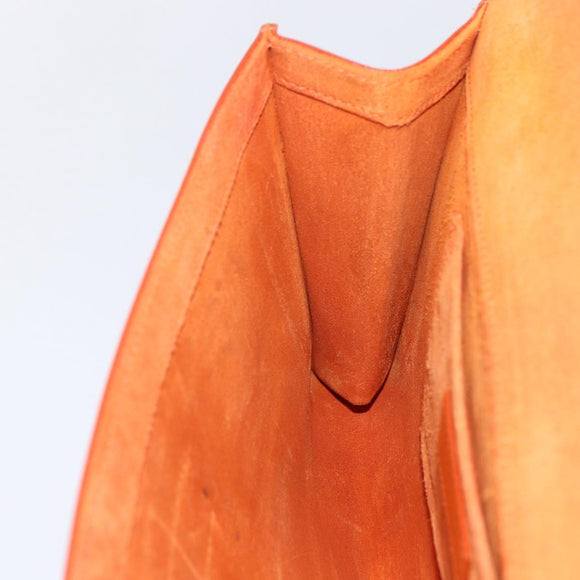 SAINT LAURENT Y line Clutch Bag Leather Orange Gold Auth 157267V