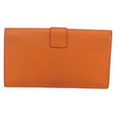 SAINT LAURENT Y line Clutch Bag Leather Orange Gold Auth 157267V-3