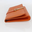 SAINT LAURENT Y line Clutch Bag Leather Orange Gold Auth 157267V-4