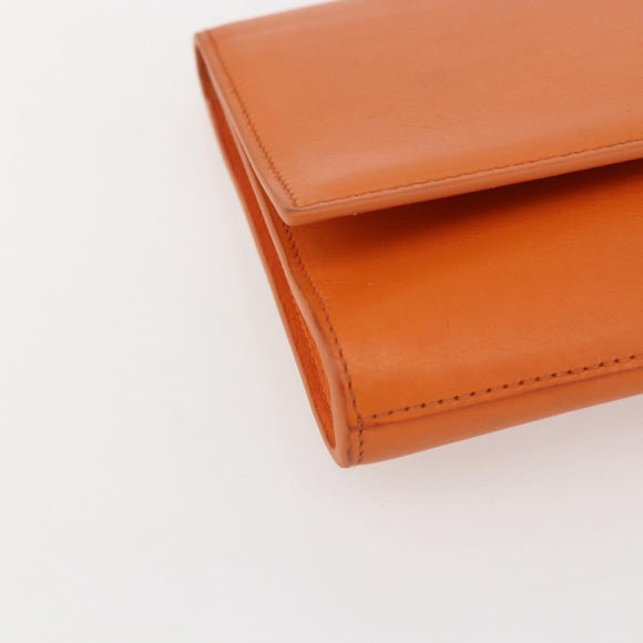 SAINT LAURENT Y line Clutch Bag Leather Orange Gold Auth 157267V