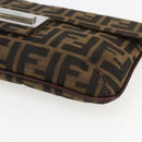 FENDI Zucca Canvas Shoulder Bag Brown Black Auth 157270V-10