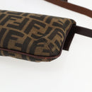 FENDI Zucca Canvas Shoulder Bag Brown Black Auth 157270V-12