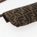FENDI Zucca Canvas Shoulder Bag Brown Black Auth 157270V-13
