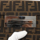 FENDI Zucca Canvas Shoulder Bag Brown Black Auth 157270V-15