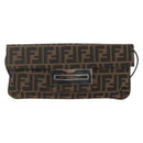 FENDI Zucca Canvas Shoulder Bag Brown Black Auth 157270V-2