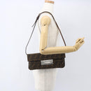 FENDI Zucca Canvas Shoulder Bag Brown Black Auth 157270V-22