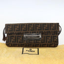 FENDI Zucca Canvas Shoulder Bag Brown Black Auth 157270V-23