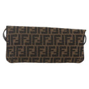 FENDI Zucca Canvas Shoulder Bag Brown Black Auth 157270V-3