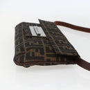 FENDI Zucca Canvas Shoulder Bag Brown Black Auth 157270V-5