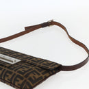 FENDI Zucca Canvas Shoulder Bag Brown Black Auth 157270V-8