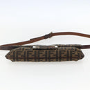 FENDI Zucca Canvas Shoulder Bag Brown Black Auth 157270V-9