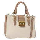 Miu Miu Madras Hand Bag Leather 2way Beige Gold Auth 157273-1