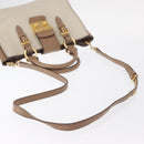 Miu Miu Madras Hand Bag Leather 2way Beige Gold Auth 157273-9