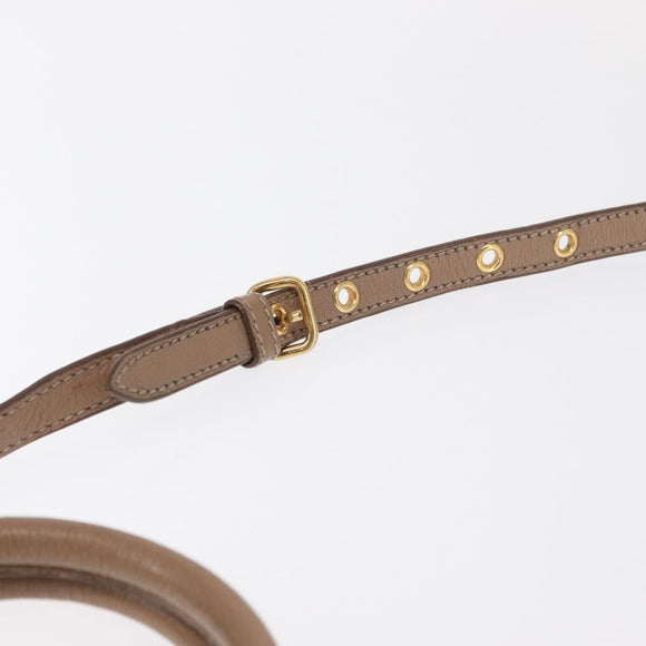 Miu Miu Madras Hand Bag Leather 2way Beige Gold Auth 157273