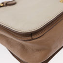 Miu Miu Madras Hand Bag Leather 2way Beige Gold Auth 157273-17