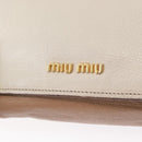 Miu Miu Madras Hand Bag Leather 2way Beige Gold Auth 157273-19