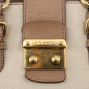 Miu Miu Madras Hand Bag Leather 2way Beige Gold Auth 157273-20