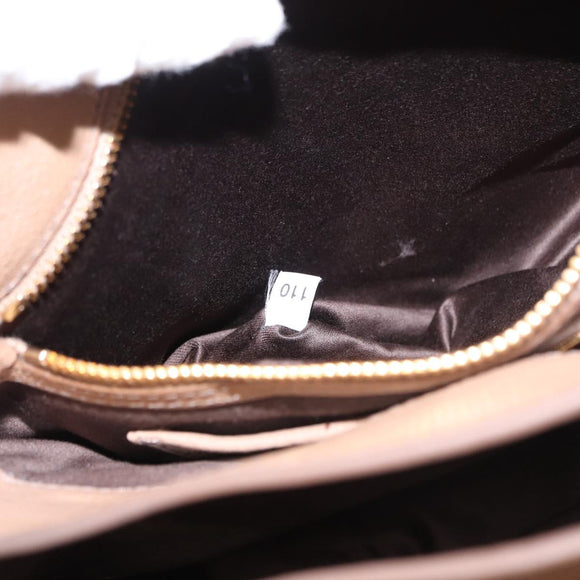 Miu Miu Madras Hand Bag Leather 2way Beige Gold Auth 157273