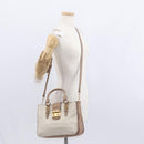 Miu Miu Madras Hand Bag Leather 2way Beige Gold Auth 157273-27