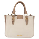 Miu Miu Madras Hand Bag Leather 2way Beige Gold Auth 157273-2