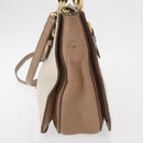 Miu Miu Madras Hand Bag Leather 2way Beige Gold Auth 157273-3