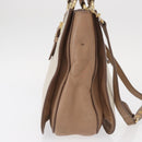 Miu Miu Madras Hand Bag Leather 2way Beige Gold Auth 157273-5