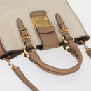 Miu Miu Madras Hand Bag Leather 2way Beige Gold Auth 157273-7