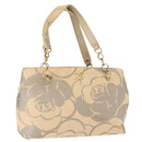 CHANEL Camelia Tote Bag Straw Beige Gold CC Auth 157274-1