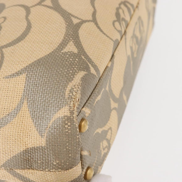 CHANEL Camelia Tote Bag Straw Beige Gold CC Auth 157274