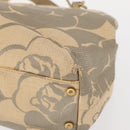 CHANEL Camelia Tote Bag Straw Beige Gold CC Auth 157274-14