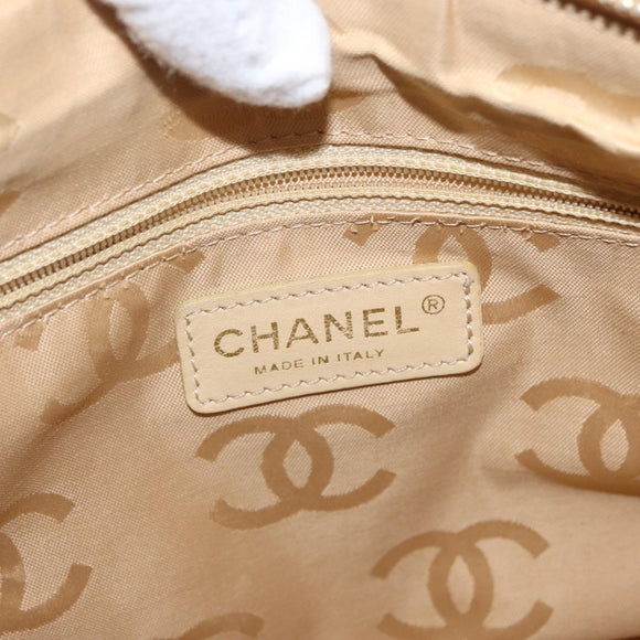 CHANEL Camelia Tote Bag Straw Beige Gold CC Auth 157274