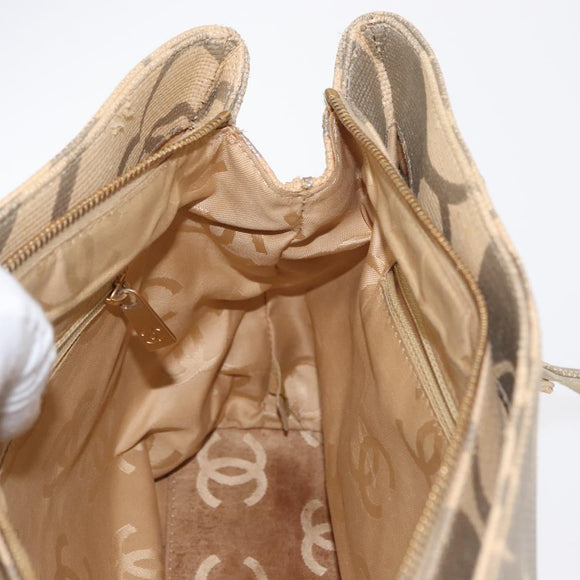 CHANEL Camelia Tote Bag Straw Beige Gold CC Auth 157274