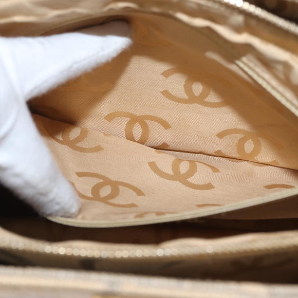 CHANEL Camelia Tote Bag Straw Beige Gold CC Auth 157274