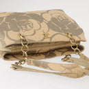 CHANEL Camelia Tote Bag Straw Beige Gold CC Auth 157274-6
