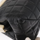 CHANEL Choco Bar Shoulder Bag Lamb Skin Black Silver CC Auth 157275-17