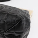 CHANEL Choco Bar Shoulder Bag Lamb Skin Black Silver CC Auth 157275-18