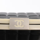 CHANEL Choco Bar Shoulder Bag Lamb Skin Black Silver CC Auth 157275-19
