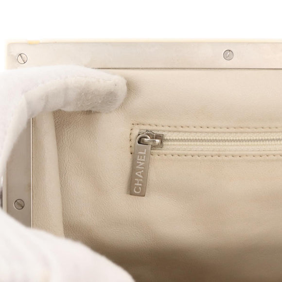 CHANEL Choco Bar Shoulder Bag Lamb Skin Black Silver CC Auth 157275