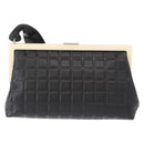 CHANEL Choco Bar Shoulder Bag Lamb Skin Black Silver CC Auth 157275-2