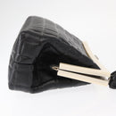 CHANEL Choco Bar Shoulder Bag Lamb Skin Black Silver CC Auth 157275-3