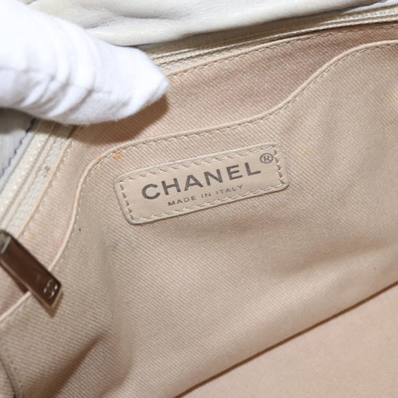 CHANEL COCO Mark Chain Shoulder Bag Leather Gray Silver CC Auth 157276