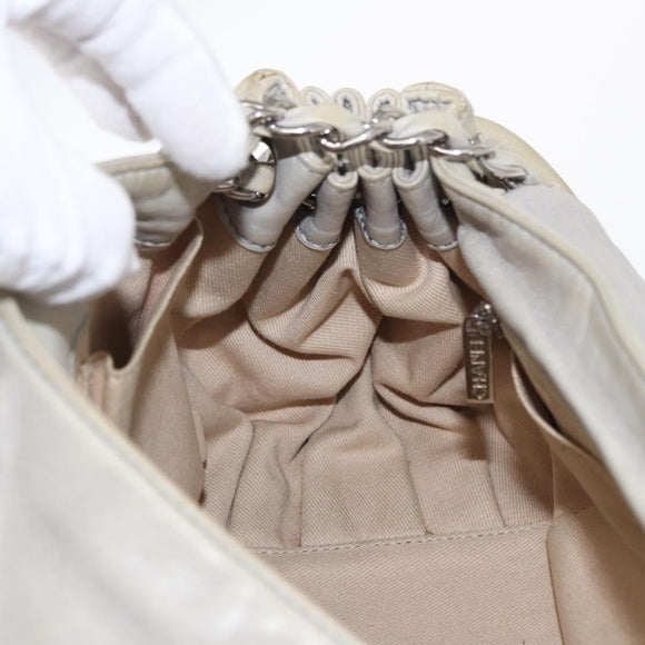 CHANEL COCO Mark Chain Shoulder Bag Leather Gray Silver CC Auth 157276