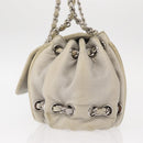 CHANEL COCO Mark Chain Shoulder Bag Leather Gray Silver CC Auth 157276-4