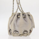 CHANEL COCO Mark Chain Shoulder Bag Leather Gray Silver CC Auth 157276-5