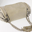 CHANEL COCO Mark Chain Shoulder Bag Leather Gray Silver CC Auth 157276-6