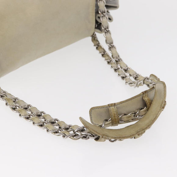 CHANEL COCO Mark Chain Shoulder Bag Leather Gray Silver CC Auth 157276