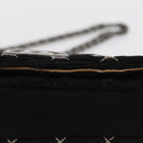 CHANEL Matelasse Chain Shoulder Bag Satin Black Silver CC Auth 157278-11