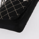 CHANEL Matelasse Chain Shoulder Bag Satin Black Silver CC Auth 157278-12